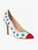 Isa Tapia Estrella Asterisk Embroidered Suede White Trim Leather Pumps