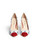 Isa Tapia Estrella Asterisk Embroidered Suede White Trim Leather Pumps