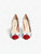 Isa Tapia Estrella Asterisk Embroidered Suede White Trim Leather Pumps