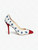 Isa Tapia Estrella Asterisk Embroidered Suede White Trim Leather Pumps