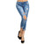 Bonage Fashion Women's Distressed Denim Blue Jeans - Multiple Styles and Sizes