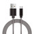 3' Micro USB Metal Snake Cable with Aluminum Connectors Gray