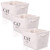 Canvas Storage Basket Rectangular with Handles 7.5''x16''x12.25'', Household Storage For Blankets, Towels, Toys - White Canvas, Cat Toys Print - 3 Pack