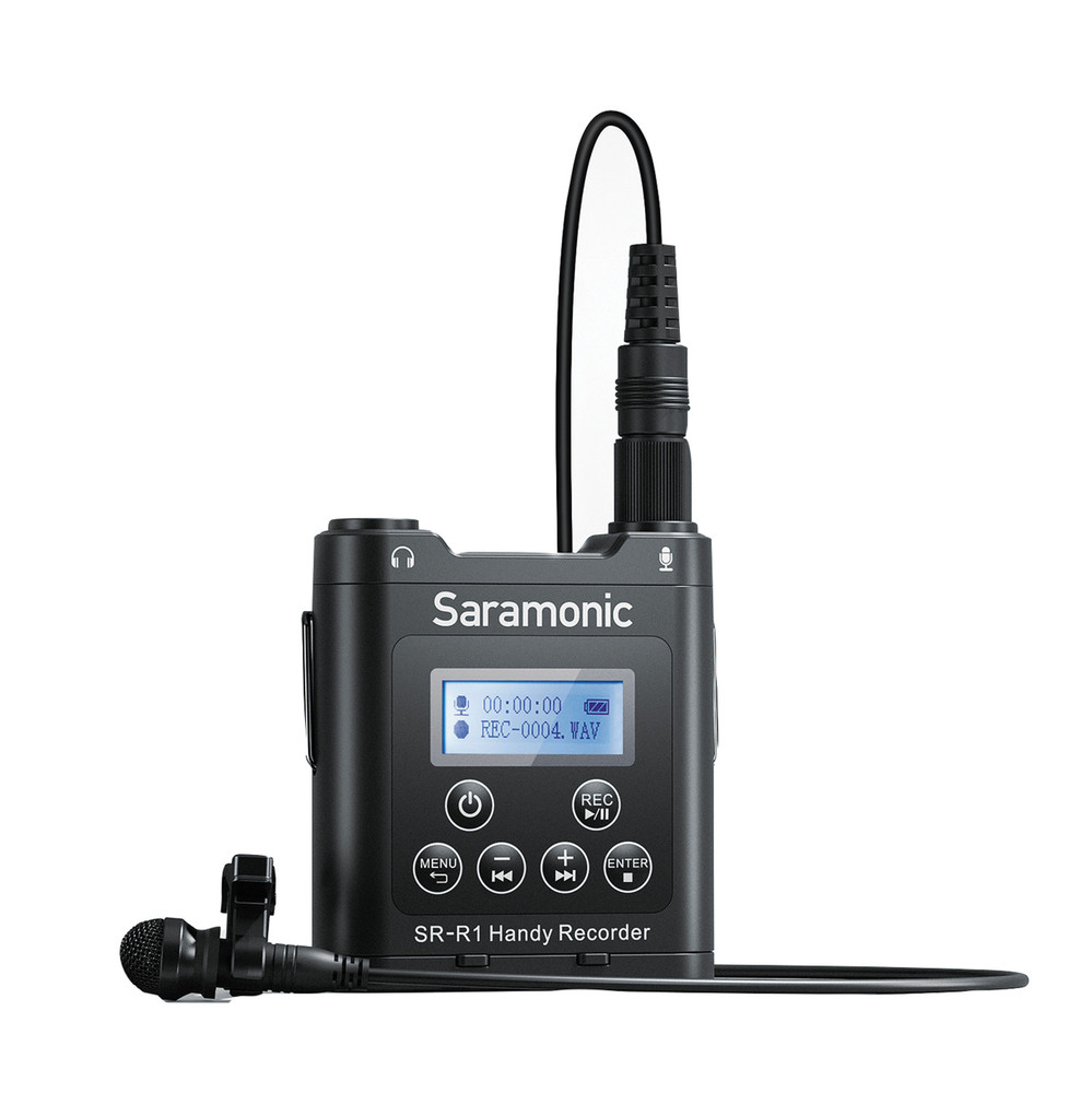 SR-R1 Belt Pack Stereo Recorder w/ 3.5mm Mic or Line Input, Headphone Out, DK3A Lavalier & Pouch (Open Box)