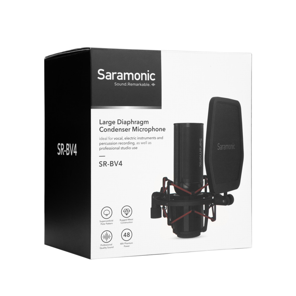 SR-BV4 Supercardioid Large-Diaphragm Condenser Microphone with Shock Mount & Pop Filter