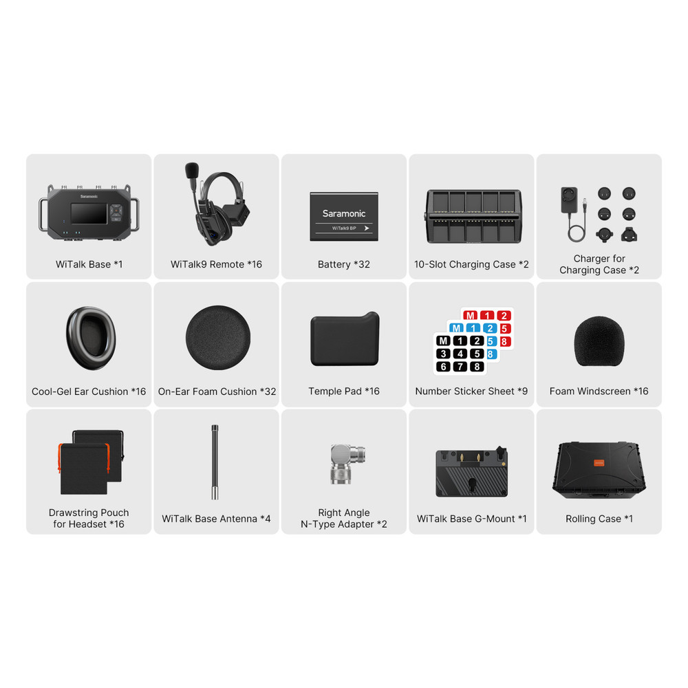 16x WiTalk9X & Base Sys G-Mnt | Saramonic