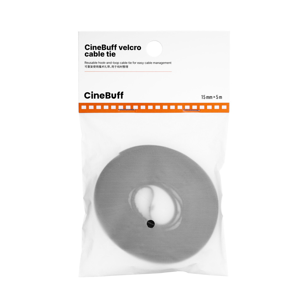 CineBuff Cable Tie Roll | Reusable Hook and Loop Cable Tie Roll (16.4’)
