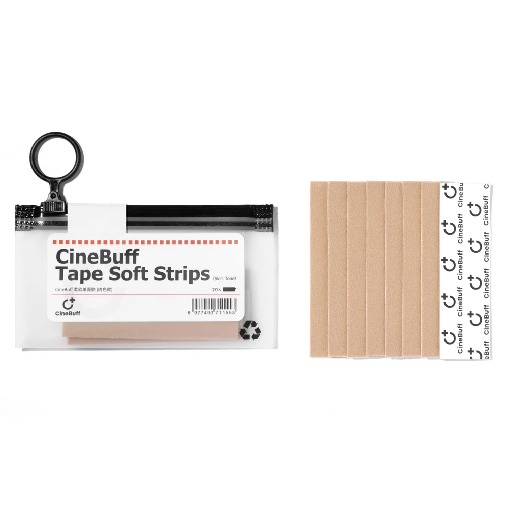 CineBuff Tape Soft Strip | Single-Sided Hypoallergenic Moleskin Tape for Concealing Lavaliers & Cables (20-Pack)