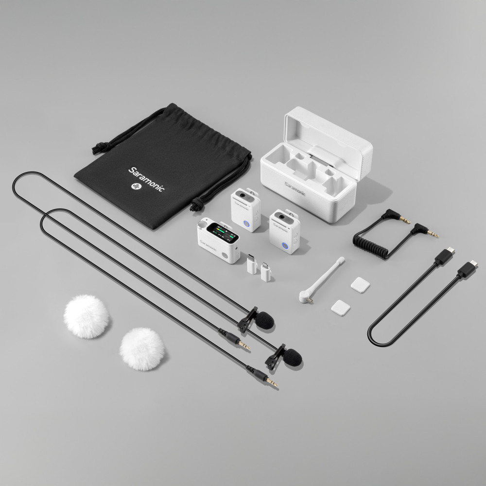 Ultra | Dual Wireless Mic System with 32-bit Recording, Timecode, Noise Cancelling & Lavs (White) (Open Box)