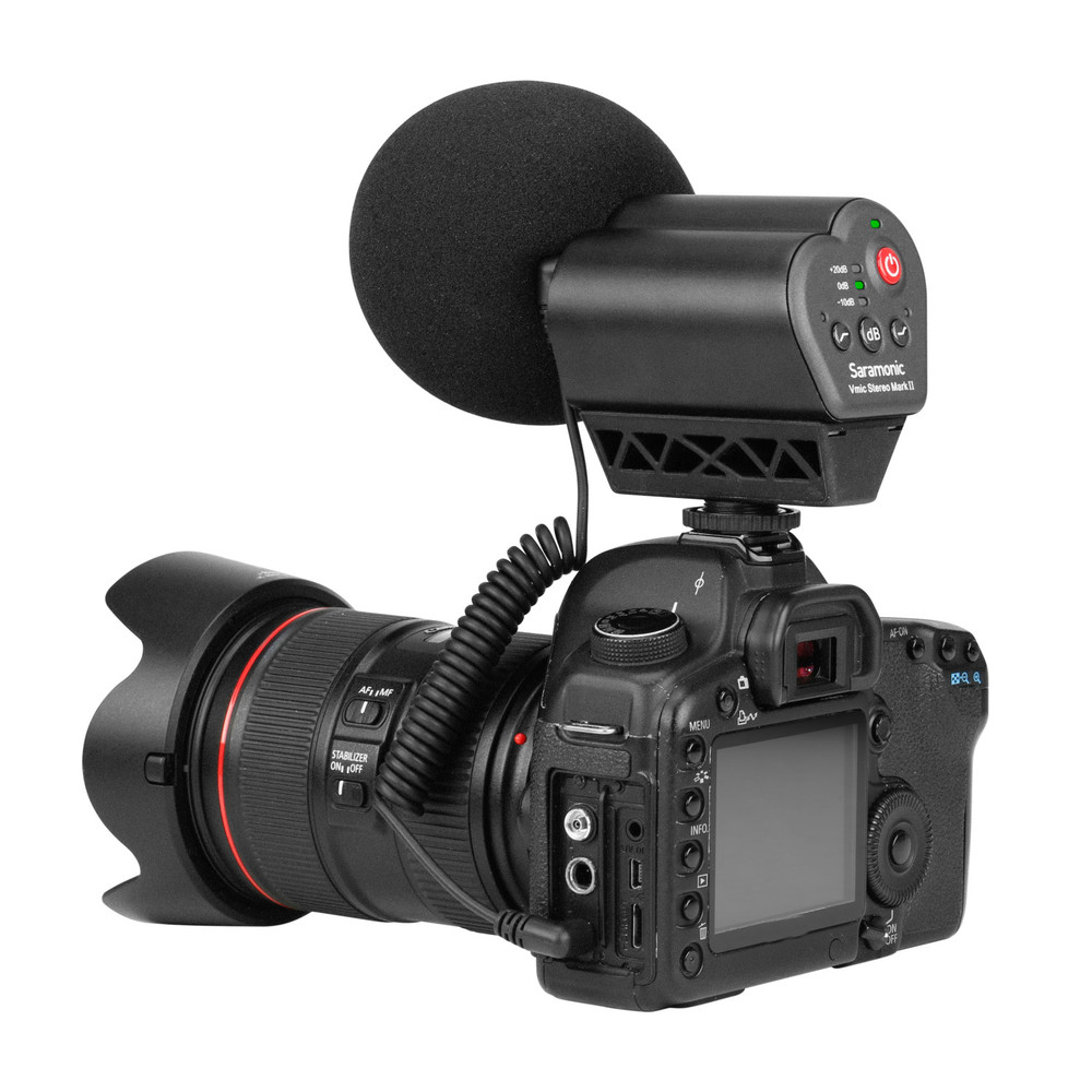 Vmic Stereo Mark II On-Camera X/Y Stereo Microphone with 3.5mm Output, 3-Stage Level Control, High-Pass Filter, High-Frequency Boost & Headphone Output