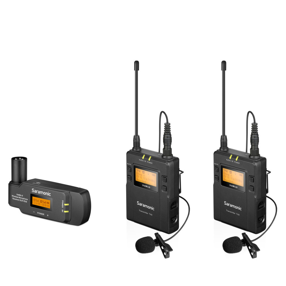 UwMic9 TX9+TX9+RX-XLR9 2-Person Wireless UHF Lavalier Mic System w/ Plug-In XLR Receiver & Hard Case