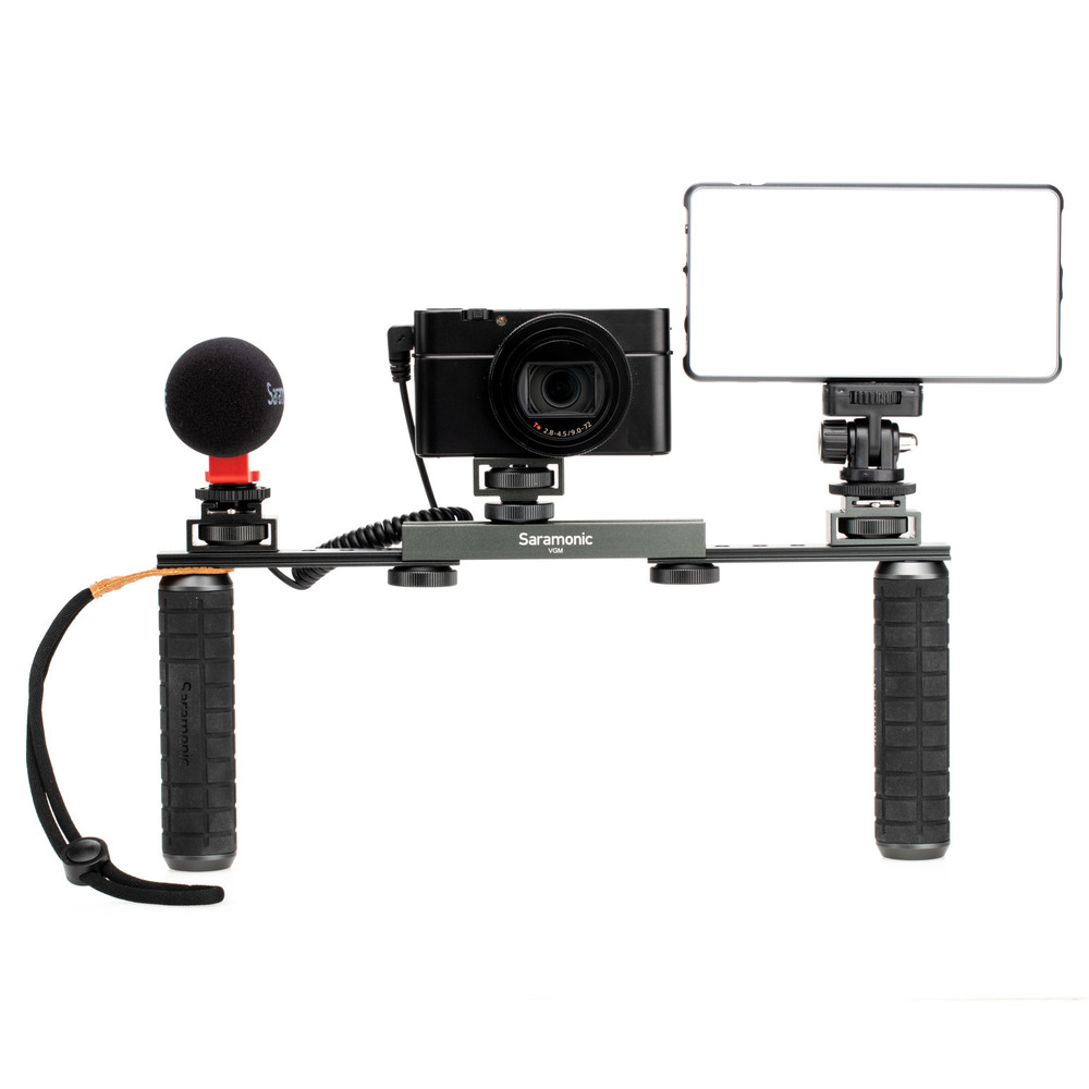 VGM Smartphone / Camera Vlogging & Video Kit w/ Stabilizing Grips, Accessory Mounts & Vmic Mini Mic