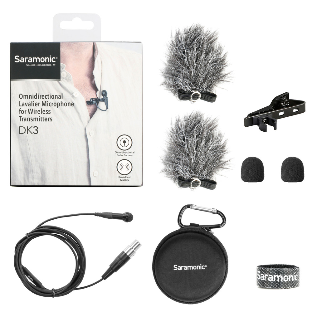 DK3F Premium 4mm Omnidirectional Lavalier Microphone for AKG, Samson & Saramonic Wireless Transmitters with TA3F Locking Connector