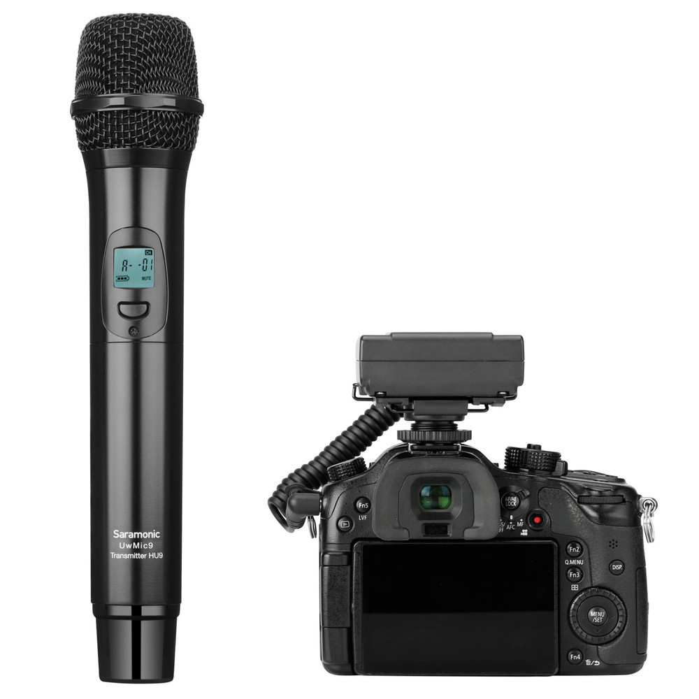 UwMic9 RX9+HU9 UHF Wireless Handheld Mic System w/ Portable Dual-Channel  Camera-Mount Receiver