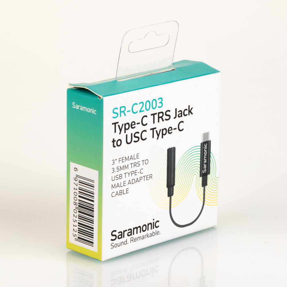 SR-C2003 Female 3.5mm TRS to USB-C Stereo or Mono Microphone & Audio Adapter Cable to Record Into USB-C Devices
