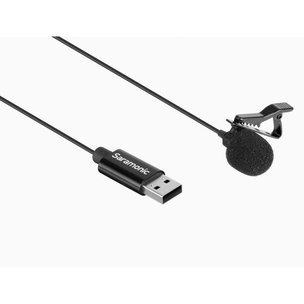 SR-ULM10 Clip-On USB Lavalier Microphone for Computers w/ 6.56’ (2m) Cable, Clip, Windscreen & Pouch