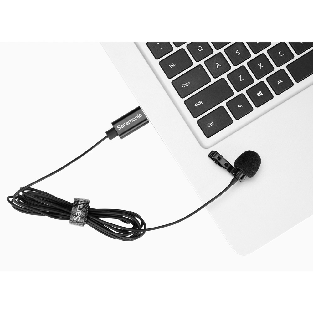 SR-ULM10 Clip-On USB Lavalier Microphone for Computers w/ 6.56’ (2m) Cable, Clip, Windscreen & Pouch