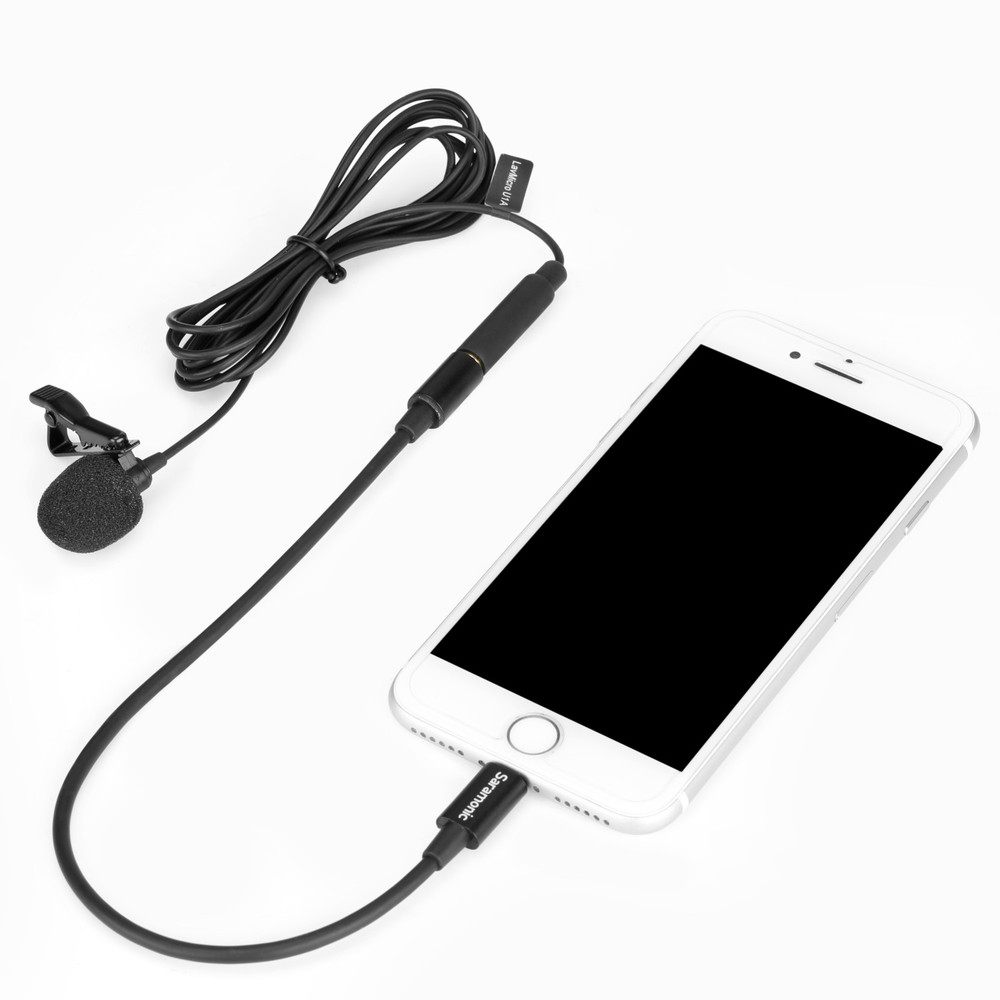 LavMicro U1A Clip-On Lavalier Microphone with 6.6' (2m) Cable & Lightning Adapter for iPhone & iPad