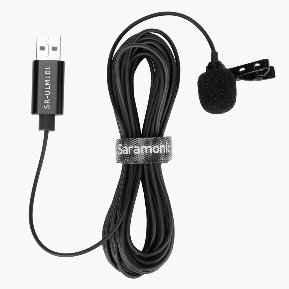 SR-ULM10L Clip-On USB Lavalier Microphone for Computers w/ 19.7’ (6m) Cable, Clip, Windscreen, Pouch