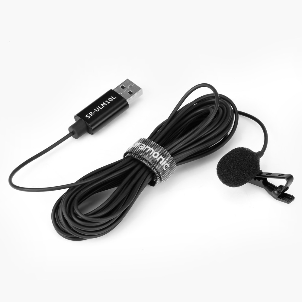 SR-ULM10L Clip-On USB Lavalier Microphone for Computers w/ 19.7’ (6m) Cable, Clip, Windscreen, Pouch