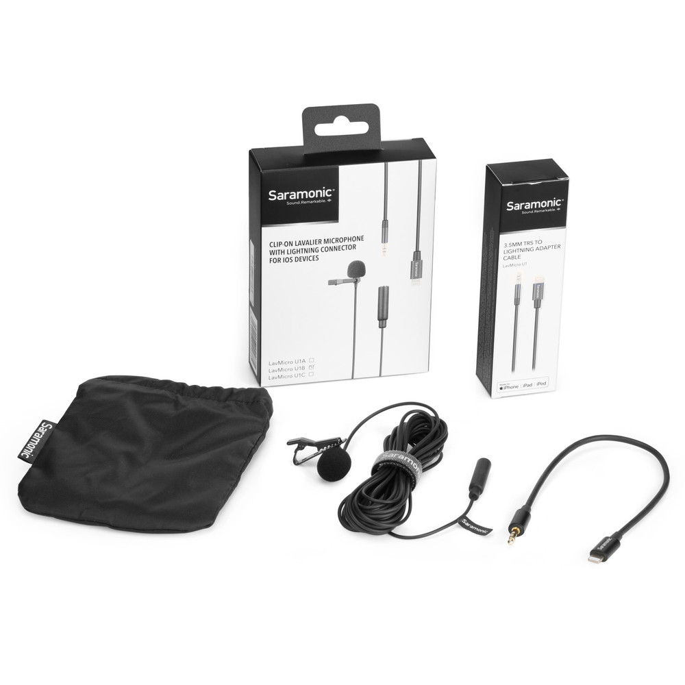LavMicro U1B Clip-On Lavalier Microphone with 19.7' (6m) Cable & Lightning Adapter for iPhone & iPad