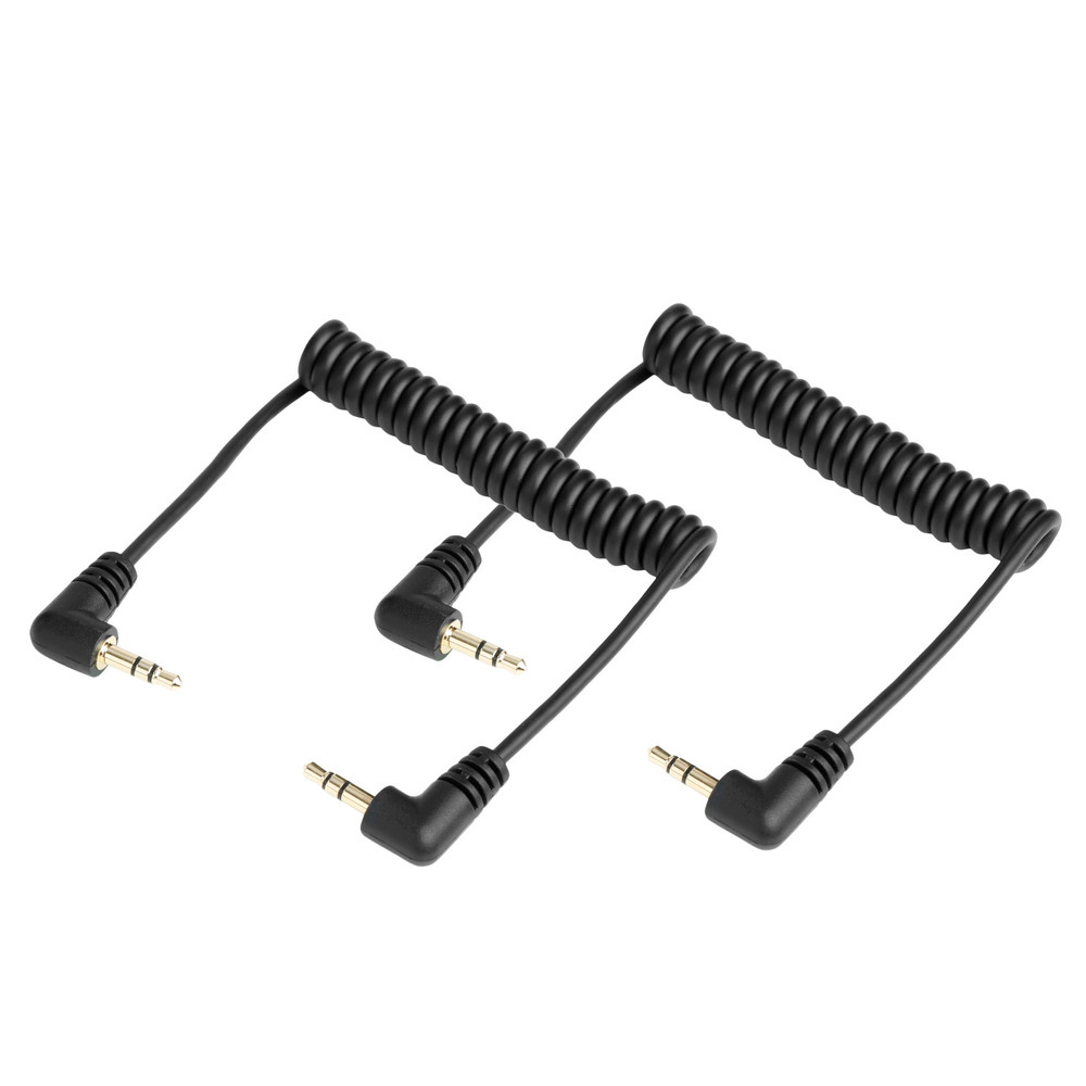 SR-CS350 2-Pack of 6” Right-Angle Coiled 3.5mm TRS Cables for Wireless, Microphones, Mixers & More