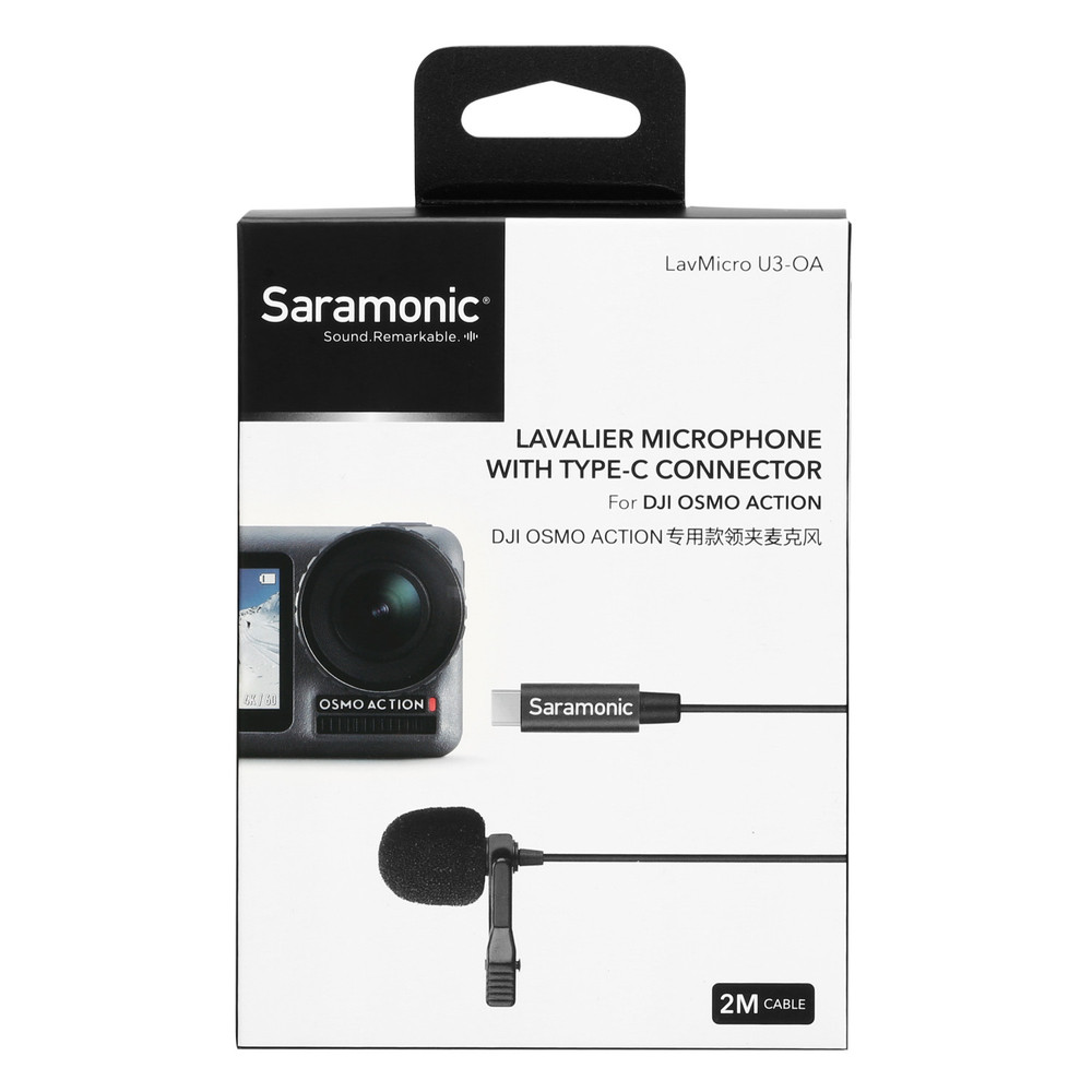 LavMicro U3-OA Lavalier Microphone designed for DJI Osmo Action w/ 6.6' (2m) Cable & USB-C Connector