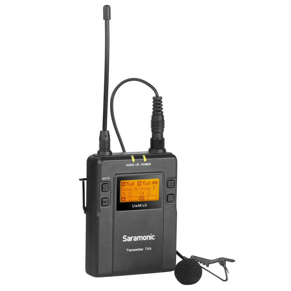 UwMic9 RX9+TX9 Wireless UHF Lavalier Microphone System with Dual-Channel Camera-Mountable Receiver