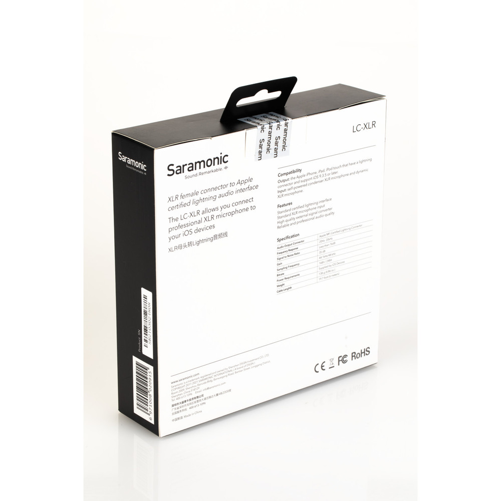 Saramonic LC-XLR 19.5' XLR F To Apple Certified Lightning Mic Interface  Cable