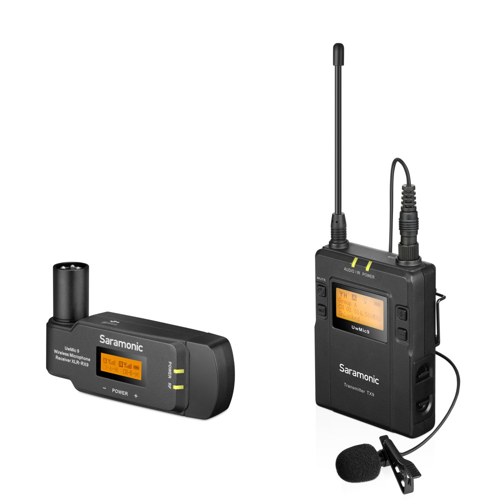 UwMic9 TX9+RX-XLR9 UHF Wireless Lavalier Mic System with Dual-Channel XLR Plug-In Receiver for Professional Video, DSLR & Mirrorless Cameras