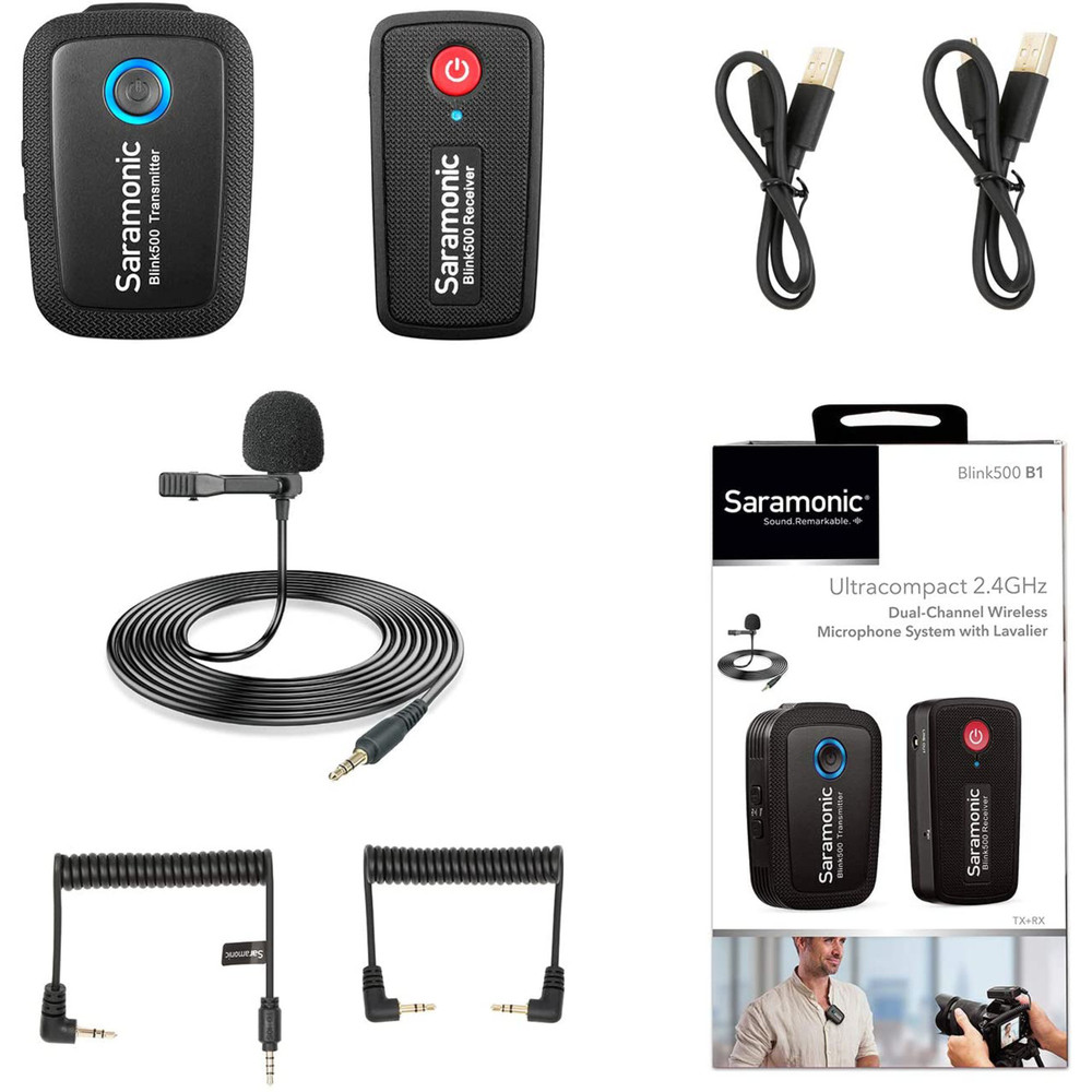 Blink 500 B1 Wireless Clip-On Mic System with Lavalier & Dual Receiver for Cameras & Mobile Devices