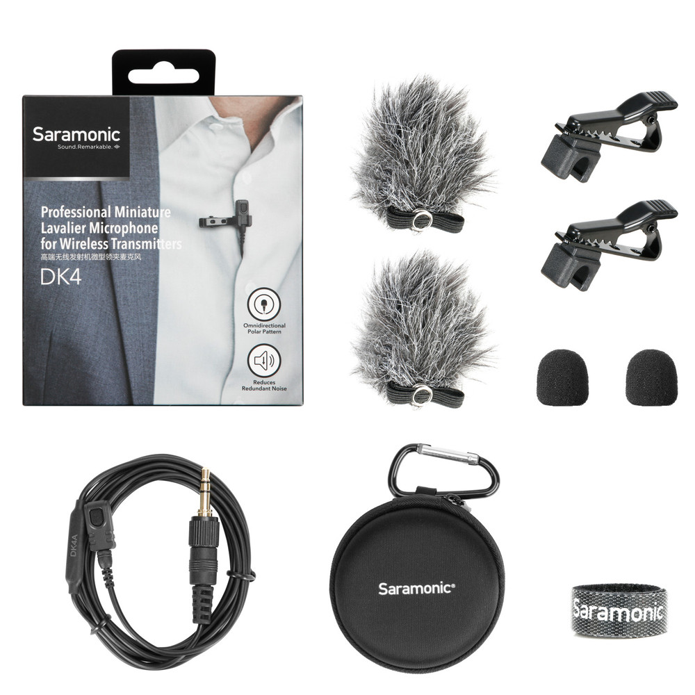 DK4A Broadcast Omni Lavalier Microphone w/ Locking 3.5mm TRS for Saramonic, Sennheiser, Rode & More