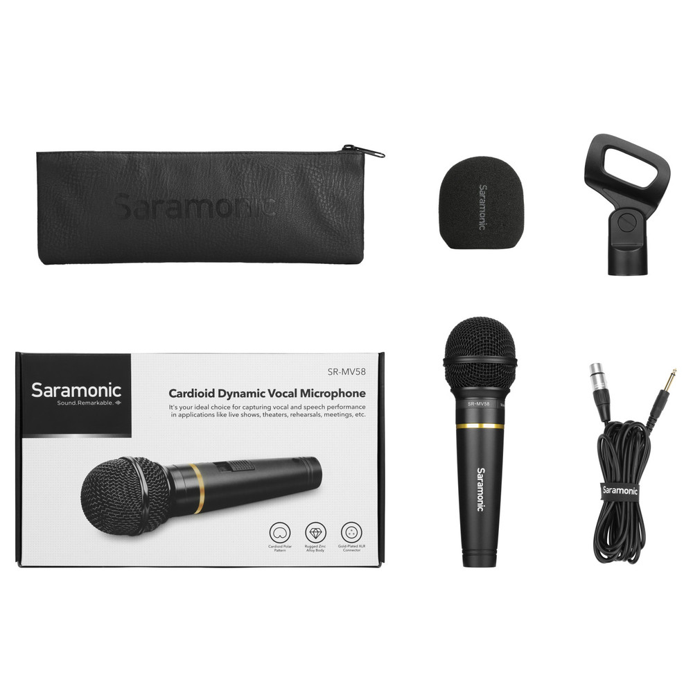 SR-MV58 Dynamic Handheld Mic for Live & Studio Recording w/ Windscreen,  Clip & XLR to 1/4