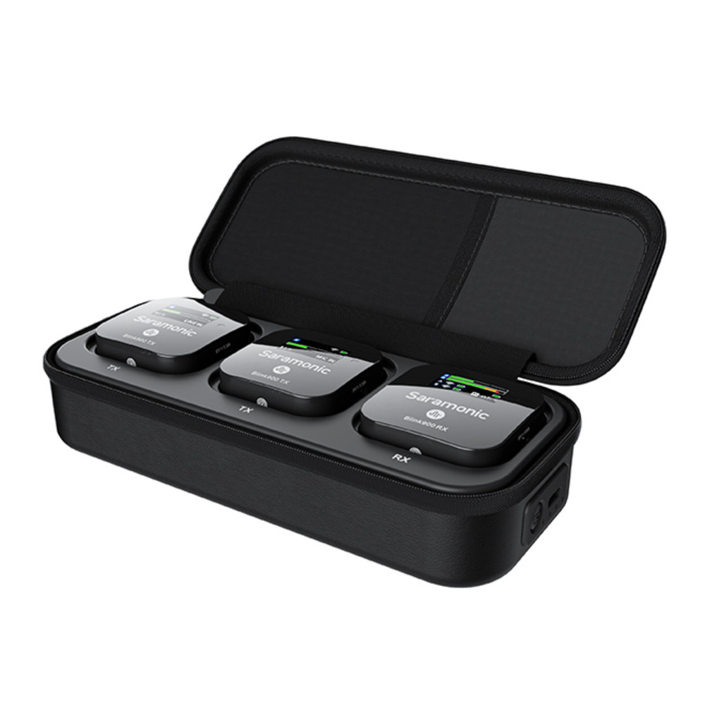 Blink 900 B2 2-Person Wireless Clip-On Mic System with Premium Lavaliers for Cameras, Mobile Devices and more with Charging Case and TRS, TRRS, Lightning, and USB-C Output Cables