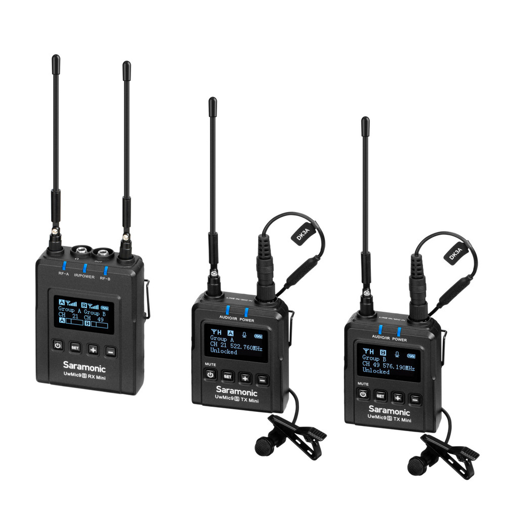 UwMic9S Mini Kit 2 Advanced 2-Person Wireless UHF Lavalier System w/ 2x Micro Transmitters, Receiver