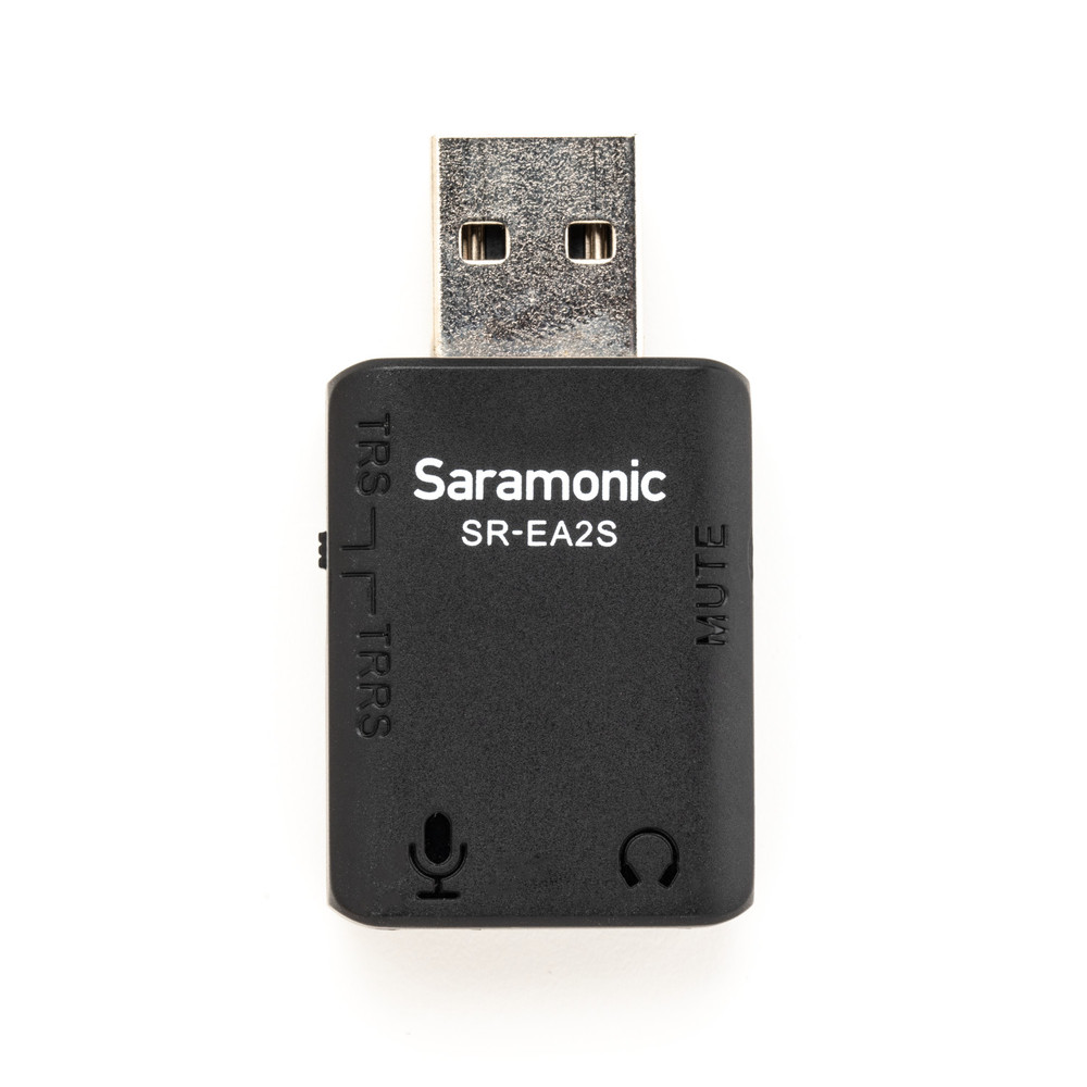 SR-EA2S USB Audio Interface with 3.5mm Microphone Input for TRS or TRRS Mics, 3.5mm Headphone Out and Mute Button for Computers and more