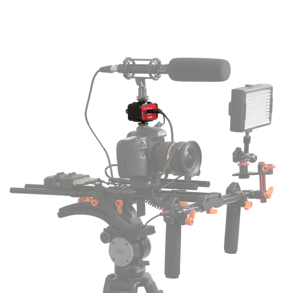 SR-AX100 Battery-Free 2-Channel On-Camera 3.5mm Audio Mixer for Cameras w/ 3 Shoe Accessory Mounts (Open Box)