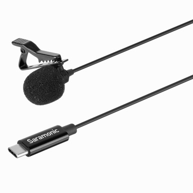 LavMicro U3A Lavalier Mic w/ 6.6' USB-C Cable & 90˚ Adapter for iPhone 15, Android, iPad & Computers