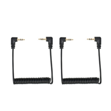 SR-CS350 2-Pack of 6” Right-Angle Coiled 3.5mm TRS Cables for Wireless, Microphones, Mixers & More