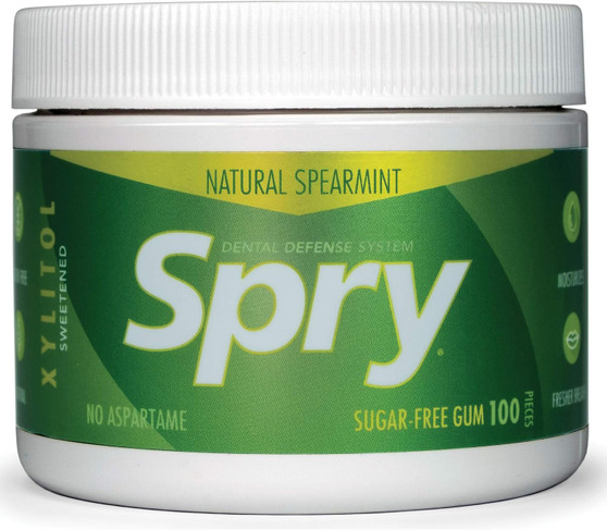 Spry Natural Spearmint Xylitol Gum (Sugar Free) 100ct Tub