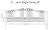 Steel Single Swing Driveway Gate - ST.LOUIS Style - 18 x 6 Feet