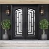 Iron Square Top Modern Dual Door with Frame and Threshold - 96 x 72 x 6 Inches - Matte Black