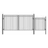 Steel Dual Swing Driveway Gate - MADRID Style - 12 ft with Pedestrian Gate - 5 ft