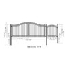 Steel Dual Swing Driveway Gate - DUBLIN Style - 14 ft with Pedestrian Gate - 5 ft