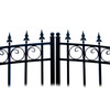 Steel Dual Swing Driveway Gate - PRAGUE Style - 14 ft with Pedestrian Gate - 5 ft