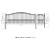 Steel Single Swing Driveway Gate - PARIS Style - 16 ft with Pedestrian Gate - 5 ft