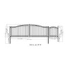 Steel Dual Swing Driveway Gate - DUBLIN Style - 18 ft with Pedestrian Gate - 5 ft