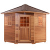 Canadian Red Cedar Wet Dry Outdoor Sauna with Asphalt Roof - 8 kW UL Certified Heater - 8 Person