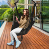 Hanging Rope Swing Hammock Chair with Side Pocket and Wooden Spreader Bar - Gray