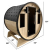 Outdoor White Finland Pine Traditional Barrel Sauna with Black Accents - 3-4 Person Capacity
